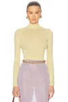 Self-portrait Viscose Knit Top In Yellow