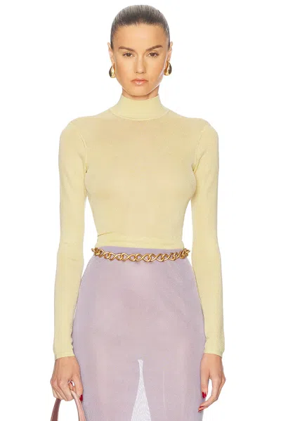 Self-portrait Viscose Knit Top In Yellow