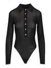Self-portrait Viscose Knit Bodysuit In Black