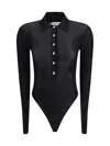 Self-portrait Viscose Knit Bodysuit In Black
