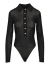 Self-portrait Viscose Knit Bodysuit In Black