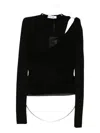 Self-portrait Viscose Knitted Top In Black