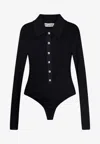 Self-portrait Viscose Knit Bodysuit In Black
