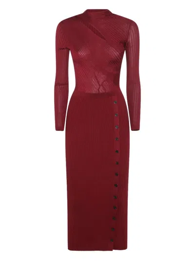 Self-portrait Viscose Midi Dress In Red