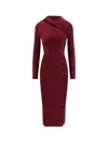Self-portrait Burgundy Cut Out Tib Knit Midi Dress