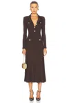 Self-portrait Midi Ribbed Viscose Dress With In Brown