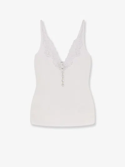 SELF-PORTRAIT VISCOSE TOP WITH LACE INSERTS