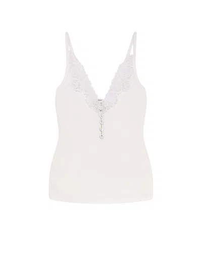 Self-portrait Viscose Top With Lace Inserts