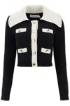 Self-portrait Front Slip Pocket Cropped Jumper In Black