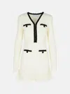 Self-portrait 'waffle' Dress In White Polyester Blend In White