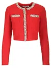 SELF-PORTRAIT WAFFLE KNIT CARDIGAN KNITWEAR RED