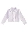 Self-portrait Waffle-knit Cardigan In Purple
