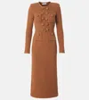 Self-portrait Textured Knit Midi Dress In Brown