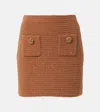 Self-portrait Waffle-knit Embellished Pencil Skirt In Brown