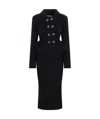 Self-portrait Texture Knitted Ruffled Mid-length Dress In Black
