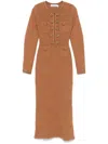 Self-portrait Textured Knit Midi Dress In Brown