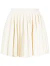 Self-portrait Waffle-knit Pleated Miniskirt In White