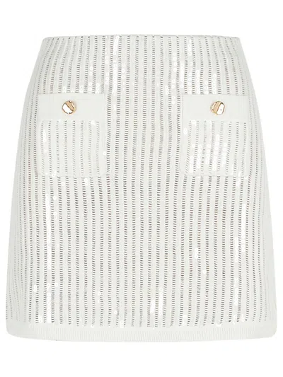 Self-portrait Self Portrait 'crochet' Skirt In White Cotton Blend