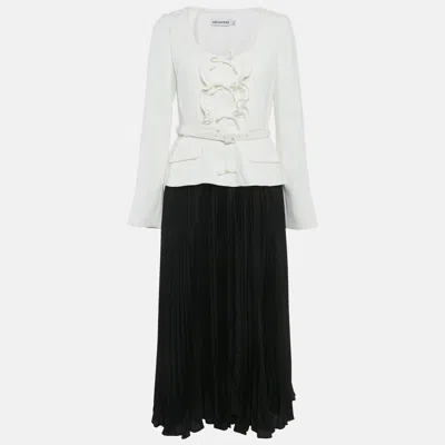 Pre-owned Self-portrait White /black Crepe Blazer Midi Dress M