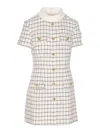 Self-portrait Checked Button-detailed Mini Dress In White