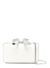 Self-portrait White Clutch With Pearls Embellishment And Bow Detail In Tech Fabric Woman In White
