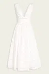 Self-portrait Broderie Anglaise Bow Midi Dress In White