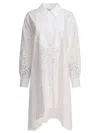 Self-portrait Broderie Anglaise Midi Shirt Dress In White