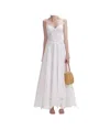 Self-portrait White Contrast Collar Broderie Midi Dress White In White