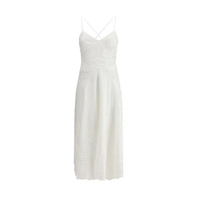 Self-portrait Embroidered Cotton Midi Dress In White