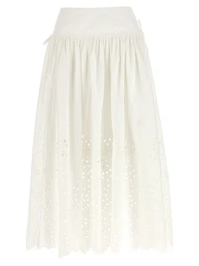 Self-portrait White Cotton Embroidered Midi Skirt Clothing