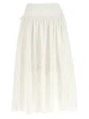 Self-portrait White Cotton Embroidered Midi Skirt Clothing In White