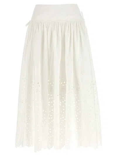 Self-portrait 'white Cotton Embroidered Midi' Skirt