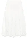 Self-portrait White Cotton Embroidered Midi Skirt Clothing In White