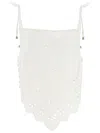 Self-portrait White Top With Asymmetric Hem And All-over Embroidery In Cotton Woman In White