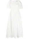 Self-portrait White Cotton Lace Midi Dress In White