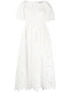 Self-portrait White Cotton Lace Midi Dress In White