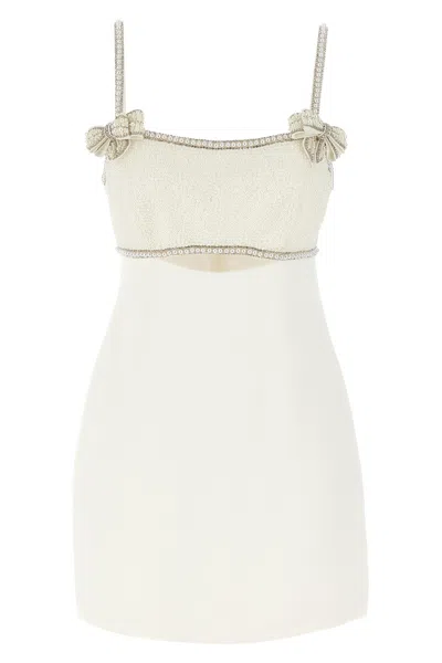 SELF-PORTRAIT SELF PORTRAIT 'WHITE CRÃªPE PEARL BOW MINI' DRESS