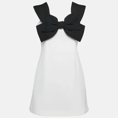 Pre-owned Self-portrait White Crepe Bow Detail Off-shoulder Mini Dress M
