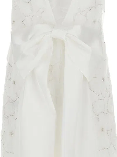 SELF-PORTRAIT SELF-PORTRAIT 'WHITE TULLE SATIN BOW MINI' DRESS