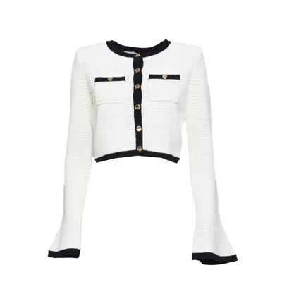 Self-portrait White Crochet Knit Cardigan