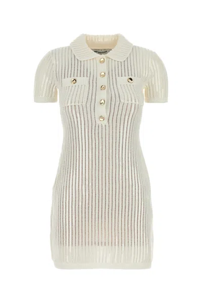 Self-portrait Mini Crochet Dress With Sequins In Neutral