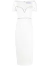 Self-portrait White Diamante Trim Split Crepe Midi Dress In White