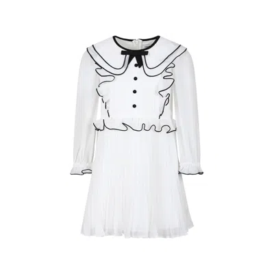 Self-portrait Kids' White Dress For Girl With Bow