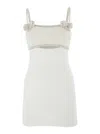 Self-portrait Women White Dress With Applied Rhinestones On The Front And Cut-out Detail In Tech Fab In White