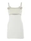 Self-portrait White Dress With Applied Rhinestones On The Front And Cut-out Detail In Tech Fabric Woman In White