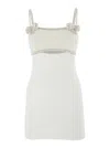 Self-portrait Women White Dress With Applied Rhinestones On The Front And Cut-out Detail In Tech Fab In White