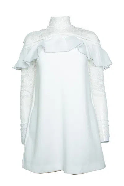 Self-portrait White Dress With Lace And Ruffle
