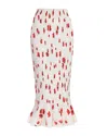 Self-portrait White Floral Plisse Midi Skirt White In White