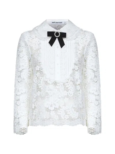 Self-portrait Embroidered-panel Layered Top In White