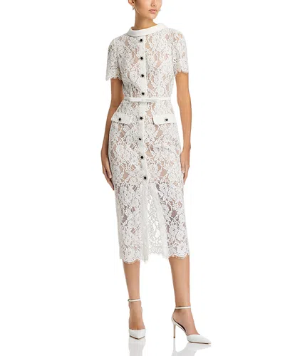 SELF-PORTRAIT SELF-PORTRAIT WHITE LACE BUTTON MIDI DRESS
